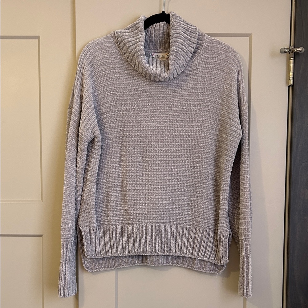 Pink Rose Light Gray Cowl Neck Sweater
